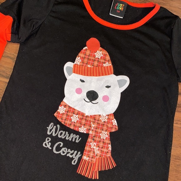 Red & black warm & coat longsleeve top flannel plant snowflake pants pajamas 7/8 - Picture 2 of 7